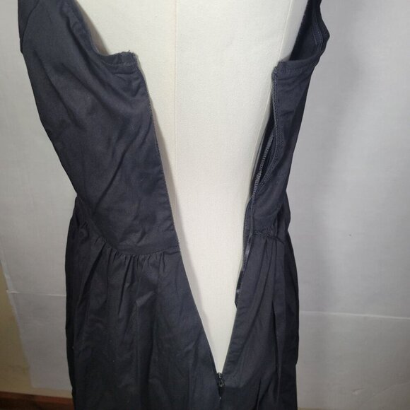 J.Crew Black Classic One-Shoulder Cotton Pleated Skirt Midi Dress Size 2P - Picture 2 of 14